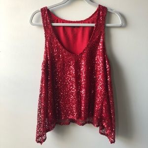 URBAN OUTFITTERS • Red Sequenced Tank